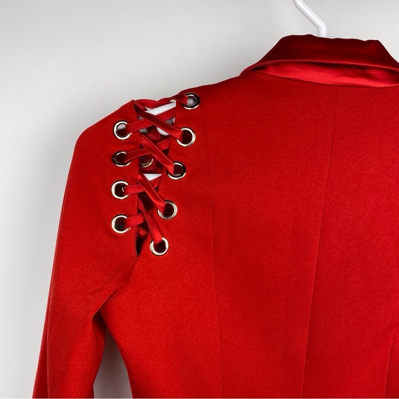 House of CB Blazer Women’s Red Size Small Grommet Lace Shoulder OR TRADE FOR XS - Picture 9 of 12